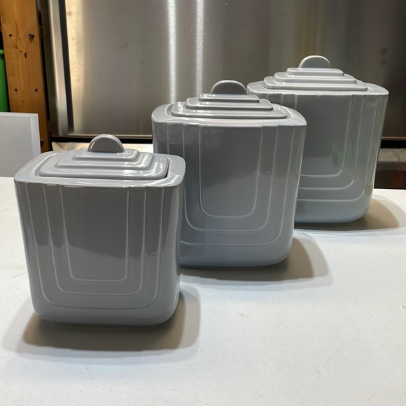 Other - Vintage Deco grey 3 piece canister set